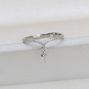 Bague ouverte en argent S925 pour femme, réglable, bijoux en perles DIY avec plateau vide, taille 236 - Product Image 2