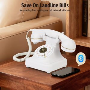 <span class=keywords><strong>Téléphone</strong></span> <span class=keywords><strong>fixe</strong></span> Bluetooth vintage rétro avec clavier <span class=keywords><strong>à</strong></span> touches rétro pour système Android et iOS, fonction d'assistant vocal - Product Image 2