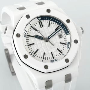 Relojes mecánicos de 42 mm, reloj automático de cerámica blanca de lujo para hombre, reloj de buceo con correa de goma, deportivo automático - Product Image 2