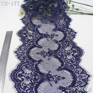 Tela de Encaje Chantilly Negra de 25 cm de Ancho, Encaje con Borde de Pestañas y Flores, Encaje Floral Chantilly Francés para Ropa, <span class=keywords><strong>Vestidos</strong></span> de Mujer - Product Image 3