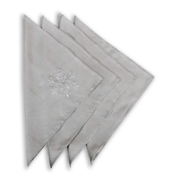 OWENIE flocons de neige paillettes de soie argent brodées décoration de table de dîner tissu personnalisé serviettes de noël ensemble de 4
