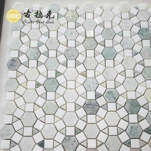 Mosaico de Mármol Natural Colorido, Diseño Mixto <span class=keywords><strong>Hexagonal</strong></span>, Cuadrado y Triangular, para Decoración de Paredes y Pisos de Cocina y Baño - Product Image 6