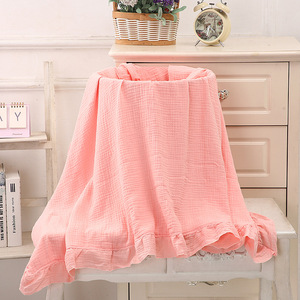 Serviette de bain pour bébé à double couche <span class=keywords><strong>ultra</strong></span>-douce avec bord festonné et couverture de poussette, couverture en mousseline pour nourrissons et tout-petits - Product Image 4