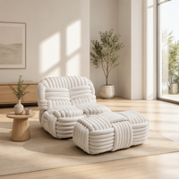 Fauteuil de loisirs ergonomique en tissu tubulaire noué tissé à la main, écologique et durable, avec rembourrage en éponge douce pour salon et maison