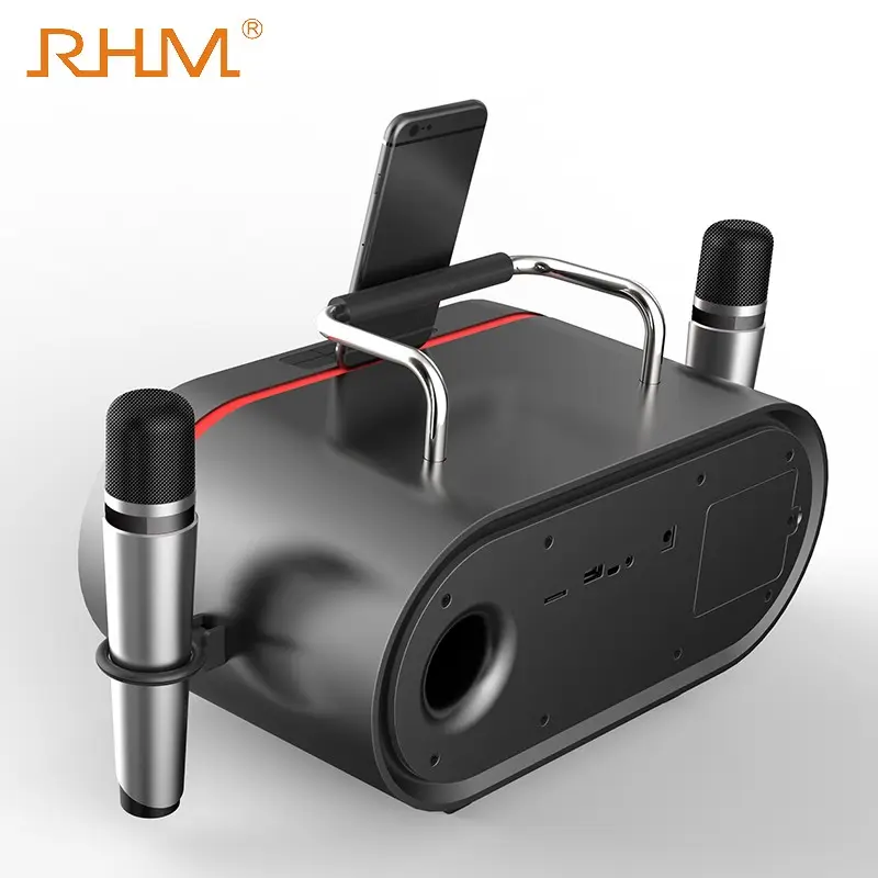RHM sıcak satış Karaoke çoklu ortam hoparlörü kablosuz mikrofon ile ev sineması bluetooth taşınabilir AUX Hifi müzik hoparlörü