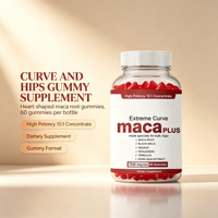 Gummies à la racine de Maca Extreme Curve pour les fesses et les hanches, en forme de cœur, flacon de 60 gummies