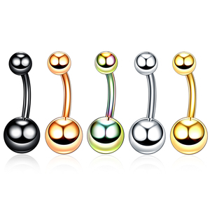 14g thép không gỉ đôi bóng bên ngoài ren rốn vòng sexy bụng nút vòng cơ thể piercing đồ trang sức - Product Image 1