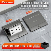Enchufe de Piso Americano Estándar Empotrado Ultrafino Impermeable con Amortiguación de Aleación de Aluminio Tipo 120