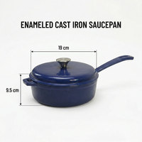 Casserole en fonte émaillée bleue E-TOP, magnifique, 2,7 L (2,8 QT), pour la cuisine, antiadhésive, vaisselle