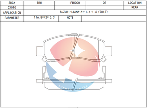 Plaquette de frein SDCX CX090 GDB7916 pour SUZUKI LIANA A + - Product Image 3