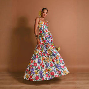 Elegante Vestido Largo de Noche con Estampado Floral, Cuello Halter y Cintura Imperio, Vestido de Moda para Mujer, Primavera-Verano - Product Image 3