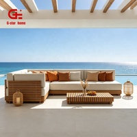 Muebles de Exterior Modernos para Hotel, Sofá Modular de Tres Plazas, Cojines Impermeables de Espuma de Secado Rápido para Patio de Apartamento, Aluminio Ecológico