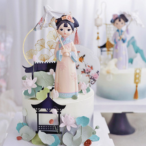 Decoraciones para pasteles, Serie Court, Muñeca Antigua I am Gege, Adornos de sombrilla pequeños estilo chino para regalo - Product Image 1