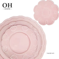 Assiettes de Présentation Classiques Roses Vintage en Porcelaine à Relief, Vaisselle pour Mariages et Événements, Vajilla Plant, Vente en Gros