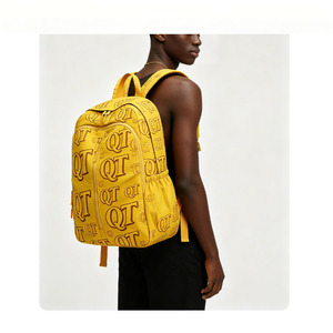 Wholesale All Over Letter Print <strong>Yellow</strong> Nylon Sports Backpack Lightweight Travel Custom Logo <strong>Rucksack</strong> for Daily - Product Image 1