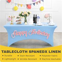 Housse de table extensible en spandex imperméable, résistante aux plis, écologique, avec logo personnalisé imprimé, 6 pieds/8 pieds, pour événements