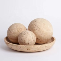 Sphère en marbre de pierre naturelle, décoration de luxe, cadeaux pour la maison, boule en travertin beige