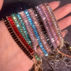 2025 Bracelet Zircon Rectangulaire Réglable En Gros Amitié Tennis Diamant Bracelet - Product Image 1