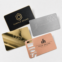 Cartes de visite métalliques personnalisées avec logo, en acier inoxydable noir mat, gravées, cartes de membre en PVC plastique imprimées