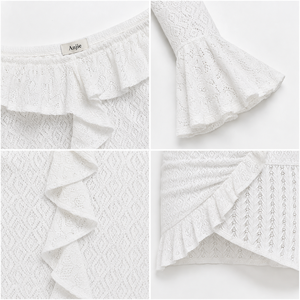 Anjie – Robe Courte Femme en <span class=keywords><strong>Dentelle</strong></span> <span class=keywords><strong>au</strong></span> Crochet, Épaules Dénudées, Personnalisable OEM/ODM, Marque Privée, Vente en Gros, Fabricant, Collection Resort et Mariage - Product Image 2