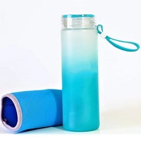 Bouteille d'eau en verre borosilicate à large ouverture JUNVOY DIY pour sublimation, design personnalisé dégradé, avec couvercle en plastique