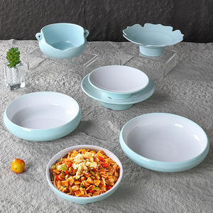 Juego de platos de melamina azul y blanco de Alibaba Express, forma irregular, platos pequeños para fiestas, comidas de hotel - Product Image 2