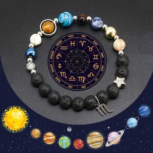 Bracelet du système solaire galaxie planètes pour hommes et femmes, zodiaque vierge Cancer lion balance 12 Constellation Bracelet pour femmes cadeau d'amitié