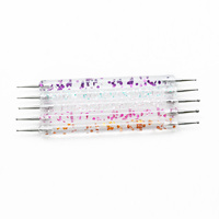 Stylo de presse à double tête avec poignée liquide pailletée personnalisé stylo de pointage d'ongle 5 pièces/ensemble stylo de pointage d'ongle