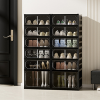 Armoire à chaussures portable en plastique noir WANUO, armoire à chaussures en plastique monobloc facile à installer, armoire à chaussures en plastique avec logo personnalisé