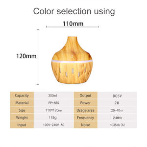 Wood Grain Aroma Diffuser 300Ml Usb Powered Home Essential Oil <b>Humidifier</b> With 7 Color Led Light - Product Image 5