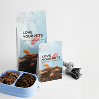 Sac d'emballage alimentaire pour animaux de compagnie noir mat de luxe à fond plat, refermable avec fermeture éclair, pochette à huit soudures latérales, impression de logo personnalisée, vente en gros OEM