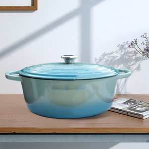 Cocotte <span class=keywords><strong>en</strong></span> <span class=keywords><strong>Fonte</strong></span> Émaillée Très Vendue, Batterie de Cuisine <span class=keywords><strong>en</strong></span> <span class=keywords><strong>Fonte</strong></span>, Faitout Peu Profond Grand Volume avec Couvercle - Product Image 3