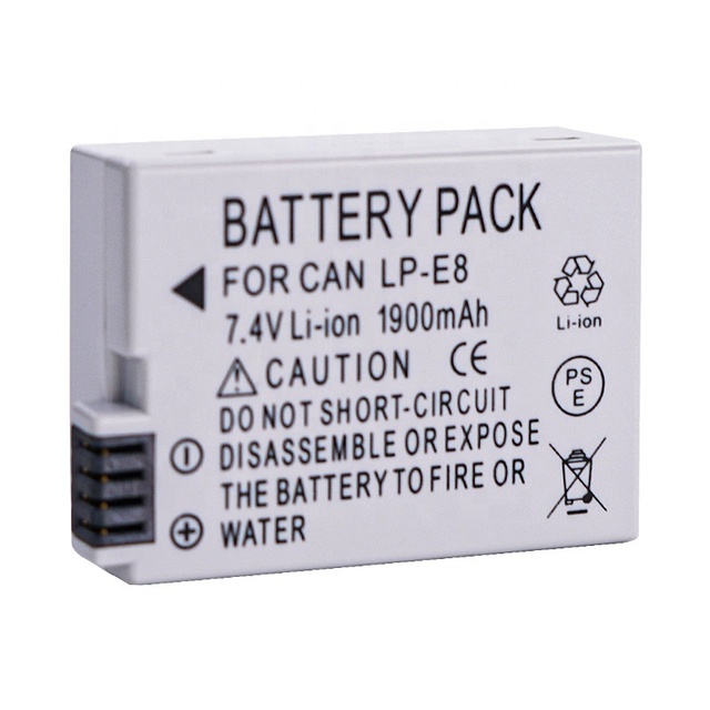 Battery for CANON LP-E8 LPE8 EOS Rebel T4i T2i EOS 650D Kiss 550D 600D 700D Kiss X4 X5 X6i X7i 7.4V 1900 MAh