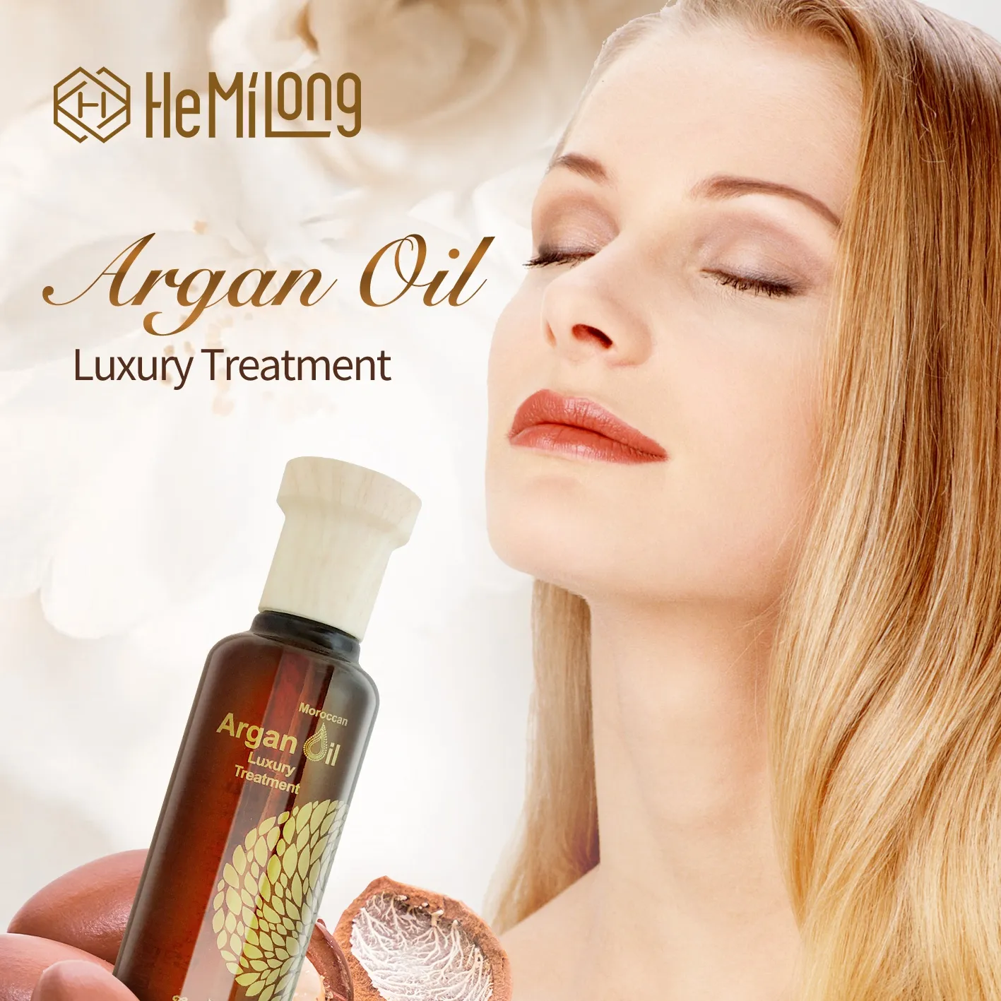 Hemilong Serum Organik 100Ml, Minyak Argan untuk Rambut, Serum Organik Perawatan Rambut Maroko