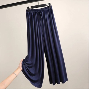Cozy Modal Thin Wide <strong>Leg</strong> Pants Female Summer Plus Size Elastic Waist Loose <strong>Straight</strong> Casual Pants <strong>Women</strong> High Waist <strong>Trousers</strong> Loose - Product Image 5