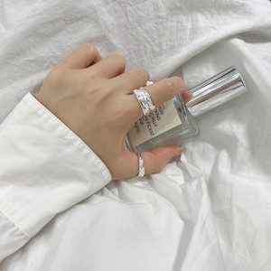 Modern 925 Sterling <b>Silver</b> Open <b>Ring</b> Set <b>Adjustable</b> Stackable Irregular Wrinkle Band <b>Ring</b> Set for Daily Wear Chic Jewelry - Product Image 5