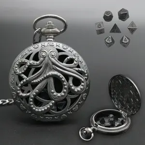 Винтажные бронзовые портативные мини-кости набор карманных часов DND металлические кости коробка