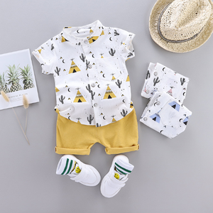 Conjunto de Ropa para Bebé Niño con Estampado de Cactus, Verano, Manga Corta, 2 Piezas, Conjunto Informal - Product Image 1