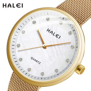 นาฬิกาข้อมือ HALEI ของแท้ใหม่ สายแม่เหล็ก ควอตซ์ กันน้ำ 3BAR หน้าปัดเพชร พร้อมเข็มบอกเวลา กลไกญี่ปุ่น ขายส่งแบบดรอปชิปปิ้ง - Product Image 3