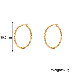 Boucles d'oreilles pendantes tendance en acier inoxydable plaqué or 18 carats, plusieurs tailles, épaisses, pour femmes, vente en gros, cadeau de Saint-Valentin - Product Image 2
