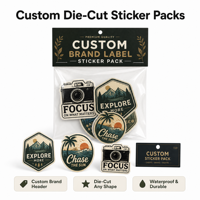 Autocollants personnalisés de haute qualité résistants aux UV et imperméables, autocollants en vinyle PVC découpés à la forme avec logo, pack d'autocollants de dessins animés avec carte de présentation