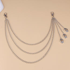 Skull Waist <b>Chain</b> Triple Layer Metal Punk Body <b>Chain</b> Unisex Fashion Accessory Daily Wear Zinc Alloy Decorative Jewelry - Product Image 3