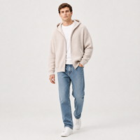MENGTU Maßgefertigter Einfarbiger Drop-Shoulder Langarm-Strickpullover mit Reißverschluss Kapuzenpullover Strickjacke für Herren