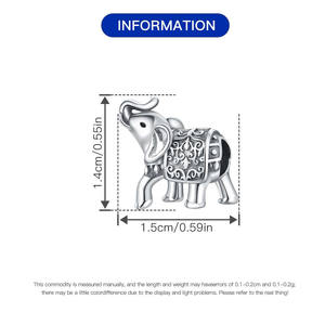 Nouveau style de breloques en cuivre plaqué argent pour bracelets de bijoux DIY, série animale : Panda, Raton Laveur, Koala, Éléphant - Product Image 4