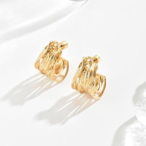 "Chunky or/argent boucles d'oreilles pour femmes à la mode noeud lien boucles d'oreilles géométrie goutte boucles d'oreilles déclaration boucles d'oreilles mode - Product Image 3