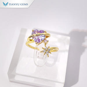 แหวนทองแดงประดับเพชรซิร์คอนรูปหัวใจและดาว สไตล์โรแมนติกทันสมัยจาก Tianyu Gems สำหรับผู้หญิง เครื่องประดับแฟชั่นสวยหวานโดดเด่น - Product Image 2