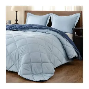 New Design Light Solid Color Double Sided Luxury Bedding Comforter Sets Microfiber Bedding Set