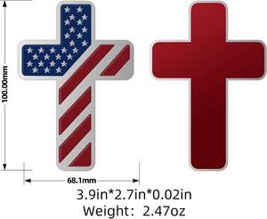 GREPAS подарки Крест Христианский автомобиль эмблема патриотический флаг США цинковый сплав 3D значок с 3 м клейкой - Product Image 3