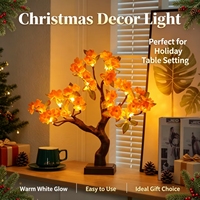 Lampe de table d'ambiance en forme d'arbre artificiel avec fleurs de pomme orange, pour l'automne, à commande tactile, double alimentation, base amovible, pour la maison et les fêtes