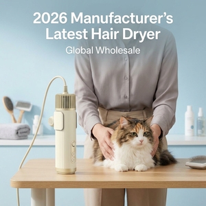Sèche-cheveux pour animaux de compagnie avec design mains libres à fixation sur le cou et support de table - Product Image 1